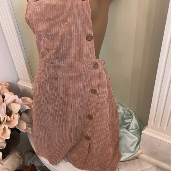 Stylish Pink Corduroy Kids Dress - Picture 2 of 4